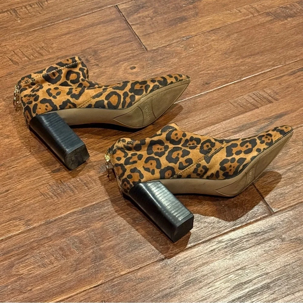 Size 9 Leopard Print Block Heel Ankle Boots